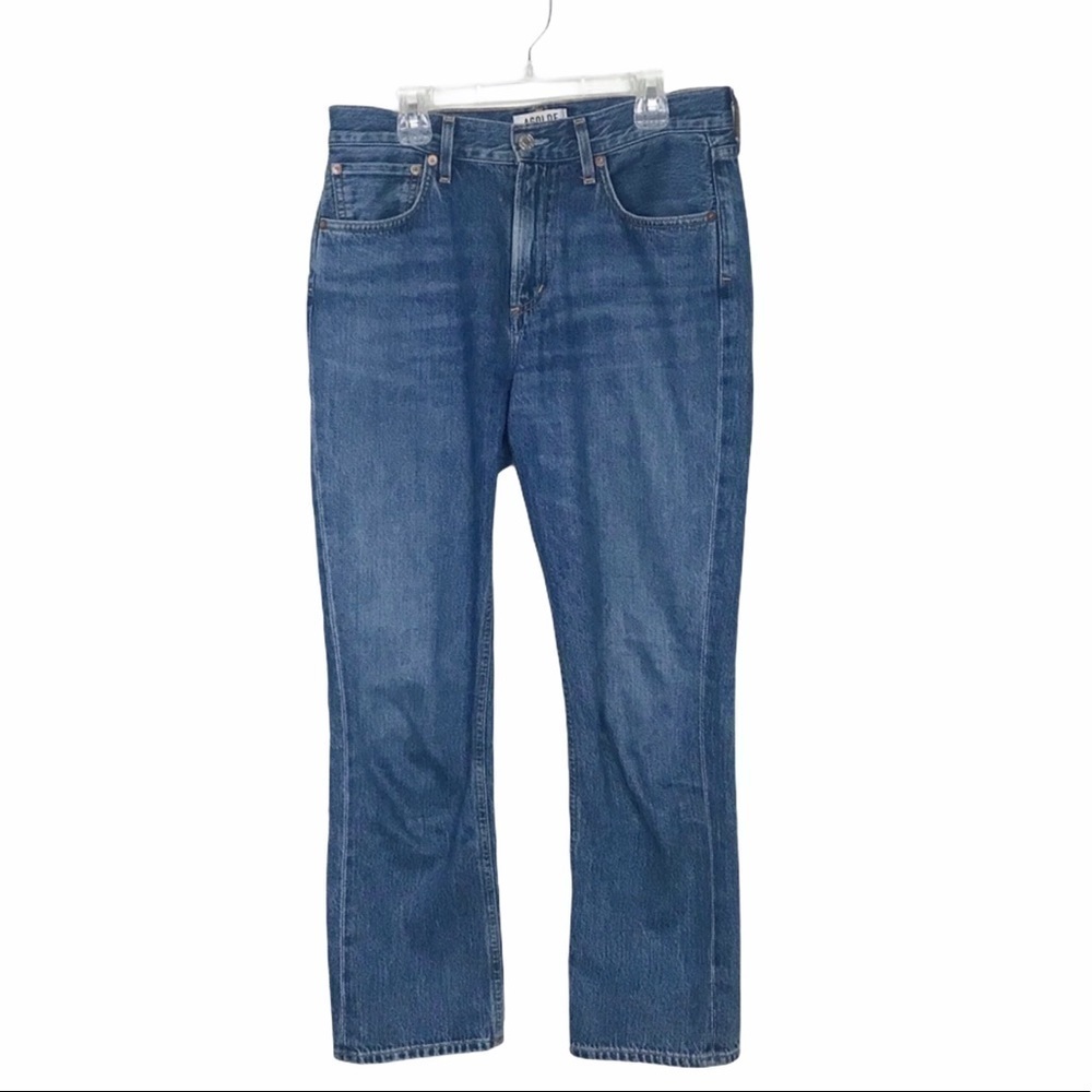 Agolde Cigarette Low Slung Straight Leg Blue Jeans